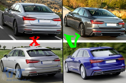 Diffusor & Auspuff Tipps für Audi A6 C8 4K Avantlimousine 2018+ S6 Look Matt-schwarz-image-6108320