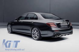 Diffusor & Auspuff Tipps für Mercedes E-Klasse W213 2016+ E53 Look Silber Schwarz-image-6057259