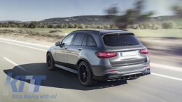 Diffusor Endrohre Auspuff für Mercedes GLC X253 SUV 15-19 GLC63 Look Schwarz Night Package-image-6055489