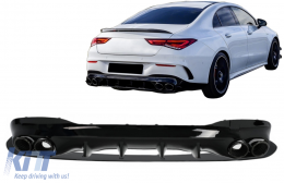 Diffusor Endrohre für Mercedes CLA X118 C118 Sport Line 2019+ CLA45S Look Schwarz Aerodynamikpaket-image-6090811