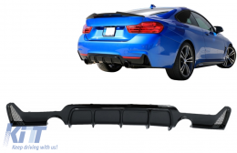 Diffusor für BMW 4 F32 F33 F36 2013-2019 M-Look Zwilling Einzel Auslauf Glänzend schwarz-image-6085852