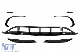 Diffusor für Mercedes A W176 15-18 Alles schwarz Auspuff Splitter Aero Spoiler-image-6058621