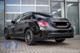 Diffusor für Mercedes C W205 S205 AMG Sport Line 14-20 C63S Look Schwarz Tipps-image-6055676