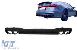 Diffusore paraurti per Audi A7 4K8 S-line 18+ Punte Scarico S7 RS7 Look-image-6069329