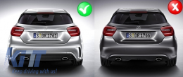 Diffusore per Mercedes A W176 15-18 Tutto nero Scarico Splitters Aero Spoiler-image-6058632