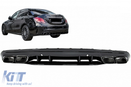 Diffusore per Mercedes C W205 S205 AMG Sport Line 2014-2020 C63S Look Nero Punte-image-6056933