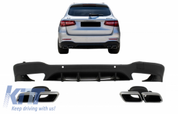 Diffusore per Mercedes GLC X253 SUV 15-19 GLC63 Scarico Silenziatore Punte Argento-image-6059536