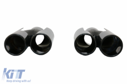 Diffusore posteriore Doppio Presa & Punte Nero lucido per BMW 2 F22 F23 2013- M Look-image-6087769