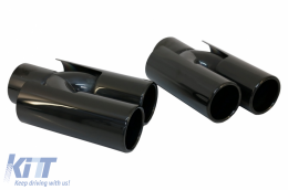 Diffusore posteriore Doppio Presa & Punte Nero lucido per BMW 2 F22 F23 2013- M Look-image-6087771