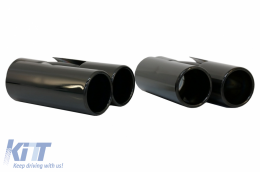 Diffusore posteriore Doppio Presa & Punte Nero lucido per BMW 2 F22 F23 2013- M Look-image-6087772