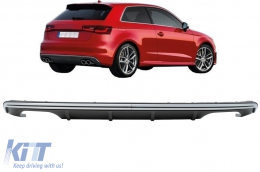 Diffusore posteriore per Audi A3 8V Hatchback Sportback 2012-2015 S3 Look Grigio Argento-image-6051913