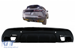 Diffusore & Scarico Punte per Rover Velar SUV L560 2017+ Dinamico Look Nero lucido-image-6077090