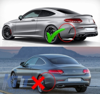 Diffusore Scarico Silenziatore Punte per Mercedes Classe C C205 A205 2014-2019 C63 Look Nero-image-6047318