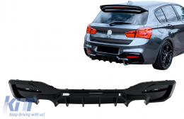 Difusor trasero Doble Salida para BMW 1 Serie F20 F21 LCI 2015-2019 Negro brillante-image-6083952