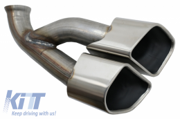 Double Exhaust Muffler Tips Tailpipes suitable for Porsche Cayenne 92A Facelift (10/2014-2017) Turbo Design-image-6060818