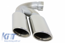 Dual Muffler Tips Exhaust Stainless Steel Tailpipes  suitable for VW Touareg 7P 7L (2002-2018) W12 Design-image-6029713