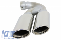 Dual Muffler Tips Exhaust Stainless Steel Tailpipes  suitable for VW Touareg 7P 7L (2002-2018) W12 Design-image-6029714