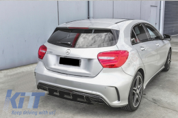 Задна дифузьор Черен Edition с накрайници за ауспух, подходящ за Mercedes A-Class W176 (2012-2018) A45 Facelift Дизайн-image-6028057