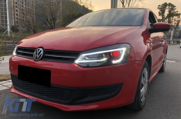 
Első lámpa VW Polo MK5 6R 6C 61 (2011-2017) modellekhez, LED Fénysor, ördögszem kinézet, jobbkormányos-image-6077533