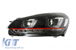 Első lámpák VW Golf 6 VI (2008-2013) Golf 7 3D LED DRL U-Design LED Flowing Turning Light Red Stripe GTI-image-6014654