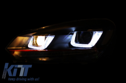 Első lámpák VW Golf 6 VI (2008-2013) Golf 7 3D LED DRL U-Design LED Flowing Turning Light Red Stripe GTI-image-6014658