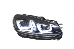 Első lámpák VW Golf 6 VI (2008-2013) Golf 7 3D LED DRL U-Design LED Folyamatos kanyarodó lámpa króm RHD-image-6020949