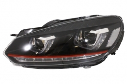 Első lámpák VW Golf 6 VI (2008-2013) Golf 7 3D LED DRL U-Design LED Flowing Turning Light Red Stripe GTI RHD-image-6020935