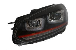 Első lámpák VW Golf 6 VI (2008-2013) Golf 7 3D LED DRL U-Design LED Flowing Turning Light Red Stripe GTI RHD-image-6020937