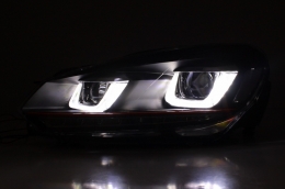 Első lámpák VW Golf 6 VI (2008-2013) Golf 7 3D LED DRL U-Design LED Flowing Turning Light Red Stripe GTI RHD-image-6020938