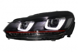 Első lámpák VW Golf 6 VI (2008-2013) Golf 7 3D LED DRL U-Design LED Flowing Turning Light Red Stripe GTI RHD-image-6020939