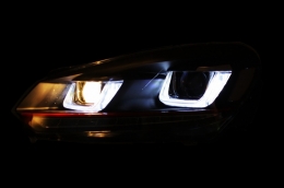 Első lámpák VW Golf 6 VI (2008-2013) Golf 7 3D LED DRL U-Design LED Flowing Turning Light Red Stripe GTI RHD-image-6020940