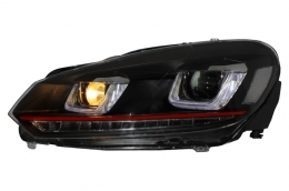 Első lámpák VW Golf 6 VI (2008-2013) Golf 7 3D LED DRL U-Design LED Flowing Turning Light Red Stripe GTI RHD-image-6020941