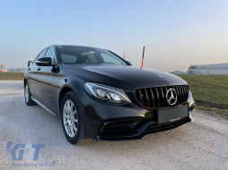 Első lökhárító, diffúzorrral és fekete kipufogóvéggel MERCEDES C-Class W205 S205 AMG Sport Line (2014-2020) modellekhez, C63S dizájn-image-6079254