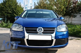 Első lökhárító fényszórókkal VW Golf V 5 (2003-2007) Jetta (2005-2010) R32 verzió szálcsiszolt alumínium megjelenés hűtőrács-image-6065462