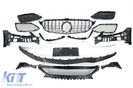 Első lökhárító hűtőráccsal Mercedes C-osztály W205 S205 C205 A205 (03.2018-2020) modellekhez, C63 Dizájn-image-6102396