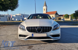 Első lökhárító, króm hűtőrács és diffúzor MERCEDES C-Class W205 S205 (2014-2018) modellekhez, C63 dizájn-image-6095535