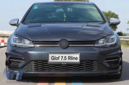 Első lökhárító oldalsó díszlécek VW Golf 7.5 5G R ferdehátú (2017-2020) modellekhez, szénszálas kinézet -image-6091656