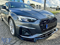 Első lökhárító spoiler Audi A5 F5 facelift S-Line (2020+) modellekhez, zongorafekete -image-6107087