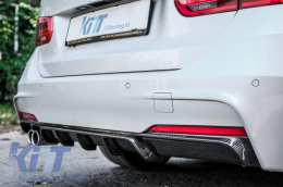 Első lökhárító spoiler elosztó és hátsó diffúzor BMW 3 F30 F31 (2011-től) modellekhez, M-performance dizájn, szénszálas fólia -image-6065865