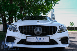 Első rács MERCEDES C-Class W205 S205 C205 S205 (2014-2018) GT-R Panamericana Design Fekete 360 Kamerával / kamera nélkül-image-6093401