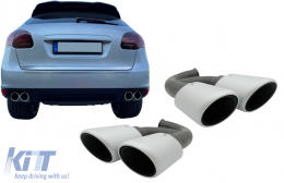 Embouts Echappement pour Porsche Cayenne 92A V6 V8 Diesel 05/10-09/2014 GTS Look-image-6084477