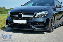 Estensione labbro anteriore per Mercedes A W176 AMG Facelift 15-18 Nero lucido-image-6108104