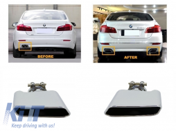 Exhaust Muffler Tips For BMW 5er Sedan Touring F10 F11 F18 550i V8 LCI Square-image-6003156