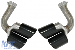 Exhaust Muffler Tips Quad suitable for Porsche Cayenne 9Y0 SUV 3.0 (2018-up) Upgrade to Cayenne S Black-image-6074001