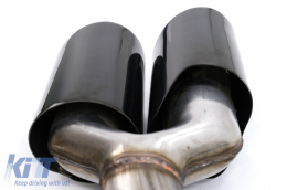 Exhaust Muffler Tips Quad suitable for Porsche Cayenne 9Y0 SUV 3.0 (2018-up) Upgrade to Cayenne S Black-image-6074007