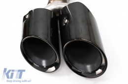 Exhaust Muffler Tips Quad suitable for Porsche Cayenne 9Y0 SUV 3.0 (2018-up) Upgrade to Cayenne S Black-image-6074010