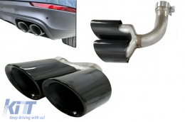 Exhaust Muffler Tips Quad suitable for Porsche Cayenne 9Y0 SUV 3.0 (2018-up) Upgrade to Cayenne S Black-image-6074139