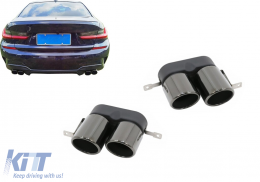 Exhaust Muffler Tips suitable for BMW 3 Series G20 G28 M-Sport (2019-up) Titanium Black-image-6095036