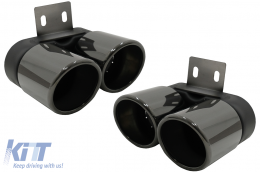 Exhaust Muffler Tips suitable for BMW 5 Series F10 F11 (2011-2017) M5 LCI Design Black-image-6095049