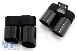 Exhaust Muffler Tips suitable for BMW 5 Series F10 F11 (2011-2017) M5 LCI Design Black-image-6095051